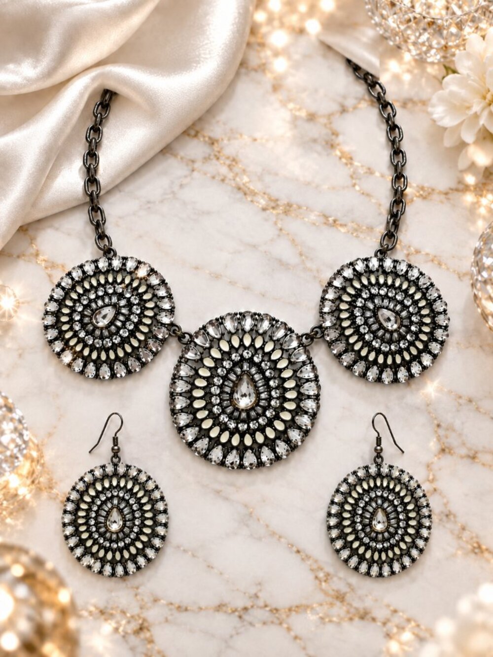 Park Lane rhinestone statement bib necklace and Earring set